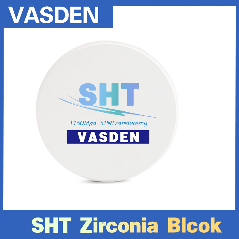 Vasden CAD/CAM SHT Белый циркониевый блок 98 мм Сверхвысокая прозрачность для виниров