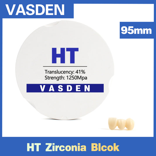Vasden HT High Transparent White 95mm Zirconia Block For Cad Cam Digital Lab