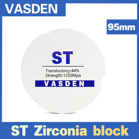 Vasden ST Super Transparent White 95mm Zirconia Block For Single Crown And Bridge