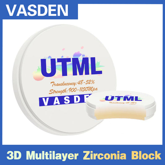 Vasden 3D Plus UT Ультрапрозрачный многослойный циркониевый блок 98 мм Зубная мостовая коронка 