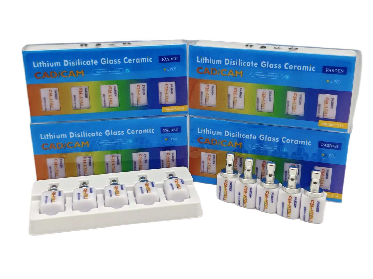VASDEN Monolayer C14 Glass Ceramic Aesthetic Veneer 5Pcs/Box Dental CADCAM Material