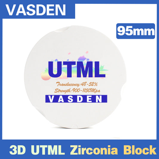 Vasden 3D Plus UT Ultra Translucent Multilayer Zirconia Block 95mm For Turning Equipment