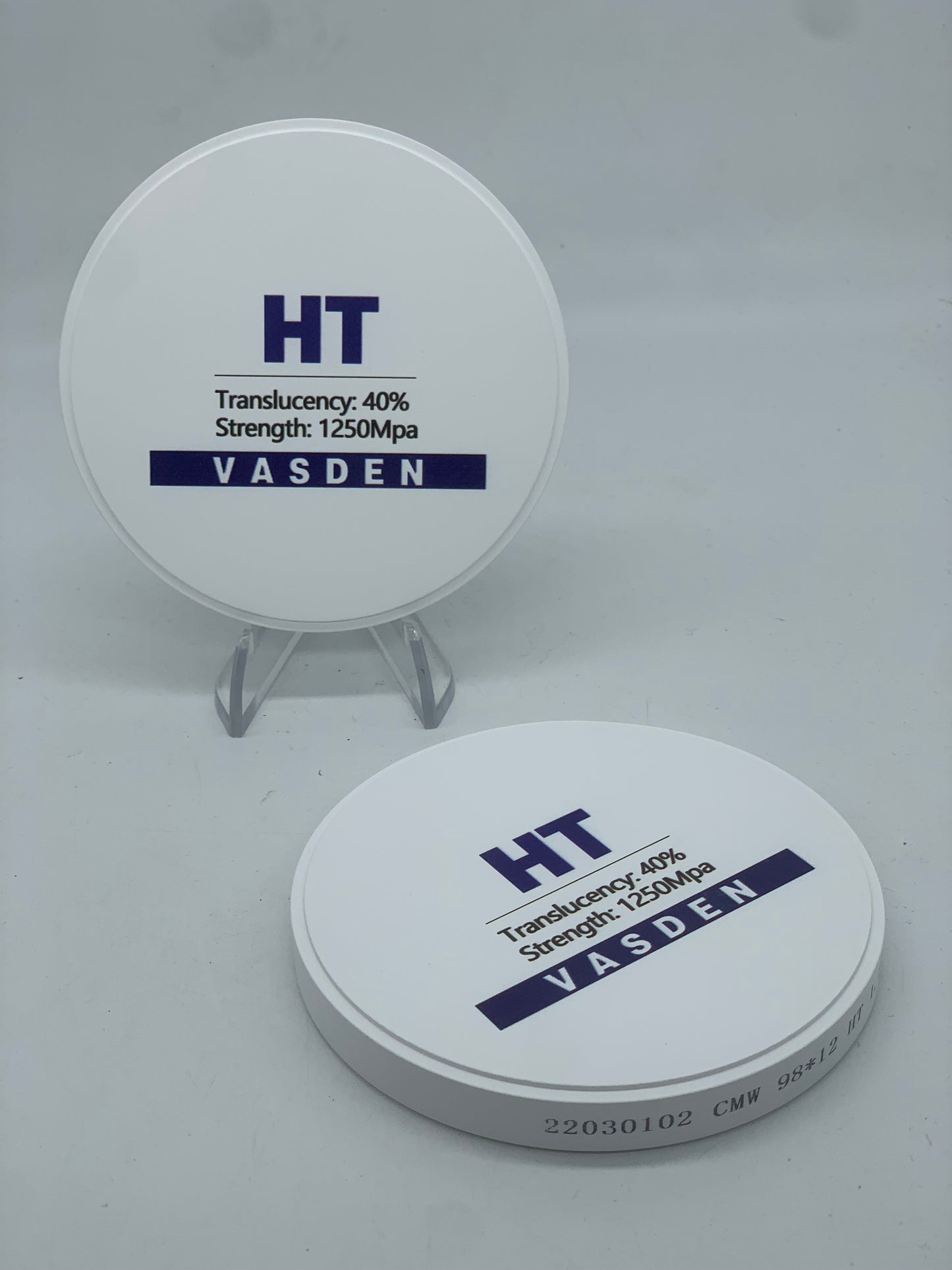 Блок циркония Vasden HT высокий прозрачный белый 98 мм для цифровой лаборатории Cad Cam