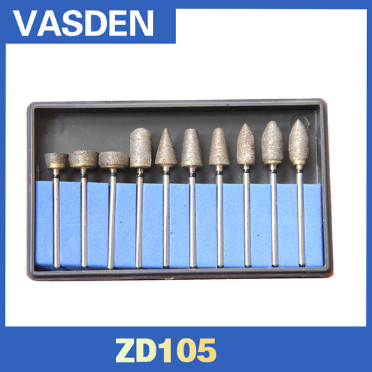 ZD105 Fast Trimming Fully-Sintered diamond KIT 10pcs/1set Emery Grinding Head For Technicians