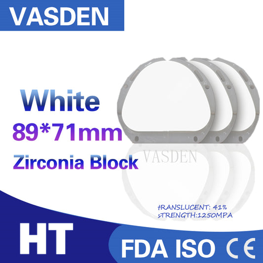 Vasden HT High Transparent White 89*71mm Zirconia Block For Cad Cam Digital Lab Amann