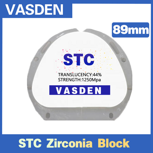 Vasden STC Pre-Stained Dental Zirconia Block 89*71mm 1250 MPA and 44% Translucency CAD CAM Zirconia Discs