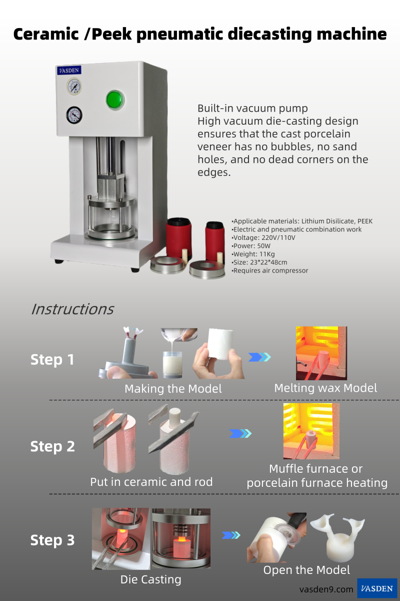 Pneumatic Die Casting Machine for Dental Laboratory Glass Ceramic Lith ...