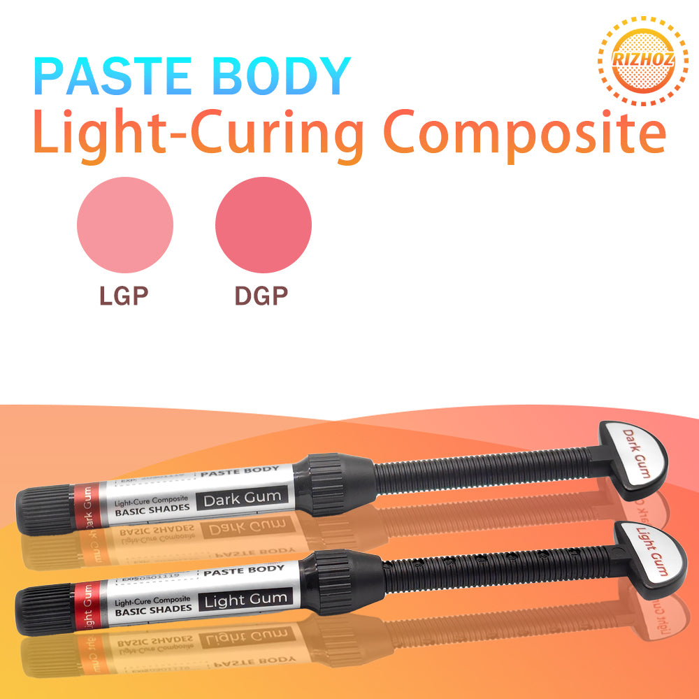 Rizhoz Light-Curing Composite Syringe Light Paste 5g Gum Dark Gum Colors High strength indirect restorative material