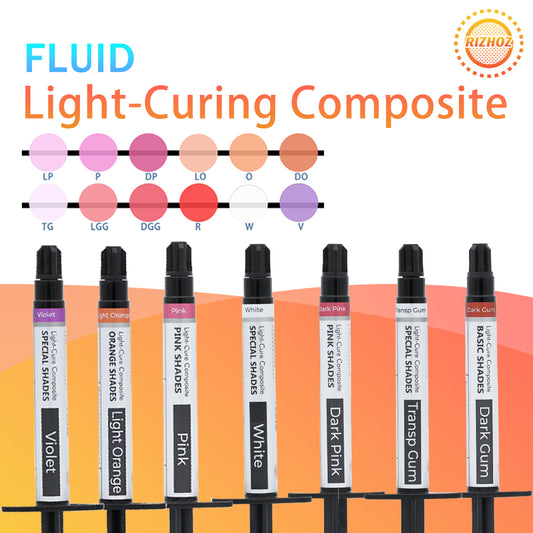Rizhoz 5g Light-Curing Composite Syringe Pink Orange Gum Colors High strength indirect restorative material
