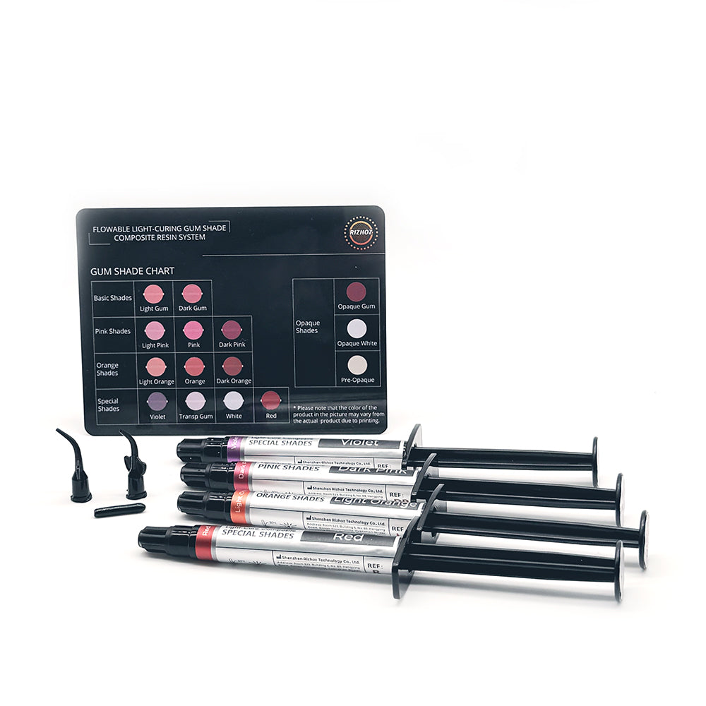 Rizhoz 5g Light-Curing Composite Syringe Pink Orange Gum Colors High strength indirect restorative material