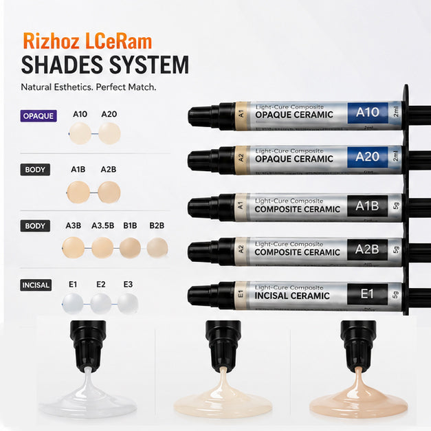 A2 A3 Light Curing Composite Ceramic Resin System Dentin Shade Flowable Light Cure Dental Lab Polymer Porcelain Body Material