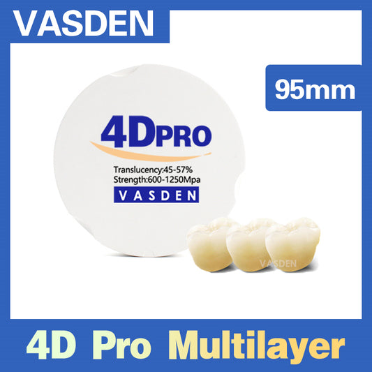 Vasden 4D Pro Multilayer Zirconia Block Open System 95mm بۆ ئامێری فرێدانی CADCAM کەرەستەی ددان 
