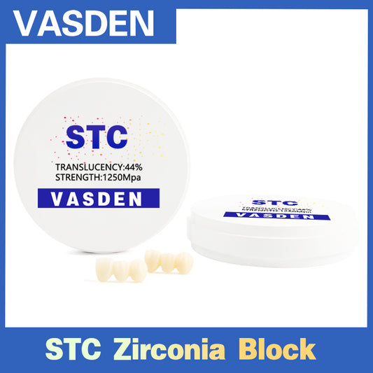 ڤاسدن STC پێش ڕەنگاوڕەنگ ددان زیرکۆنیا بلۆکی 98mm 1250 MPA و 44% Translucency CAD CAM زیرکۆنیا دیسکەکان