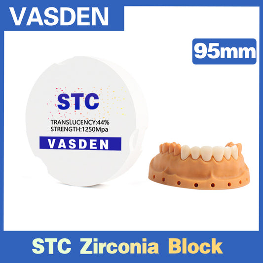 ڤاسدن STC پێش ڕەنگاوڕەنگ ددان زیرکۆنیا بلۆکی 98mm 1250 MPA و 44% Translucency CAD CAM زیرکۆنیا دیسکەکان